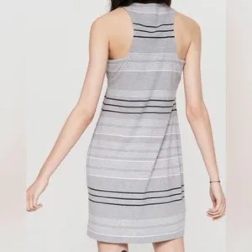 Loft Lou & Grey Pink and Gray Stripe Dress Sleeveless Racerback Detail Small